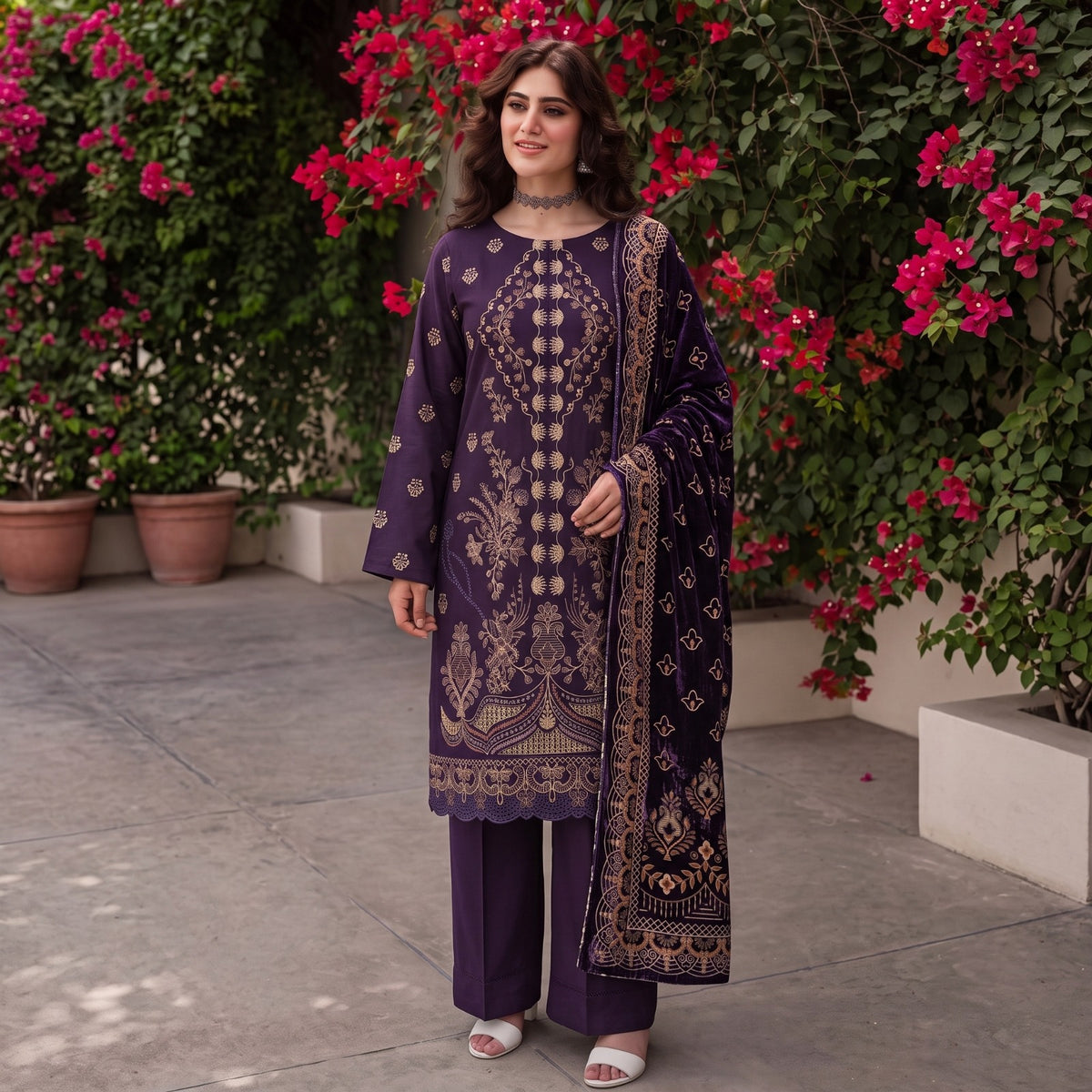 MERAKI FASHION VOL 533 LUXURY HRAVY EMBROIDERY PEACH WOOL (T06)