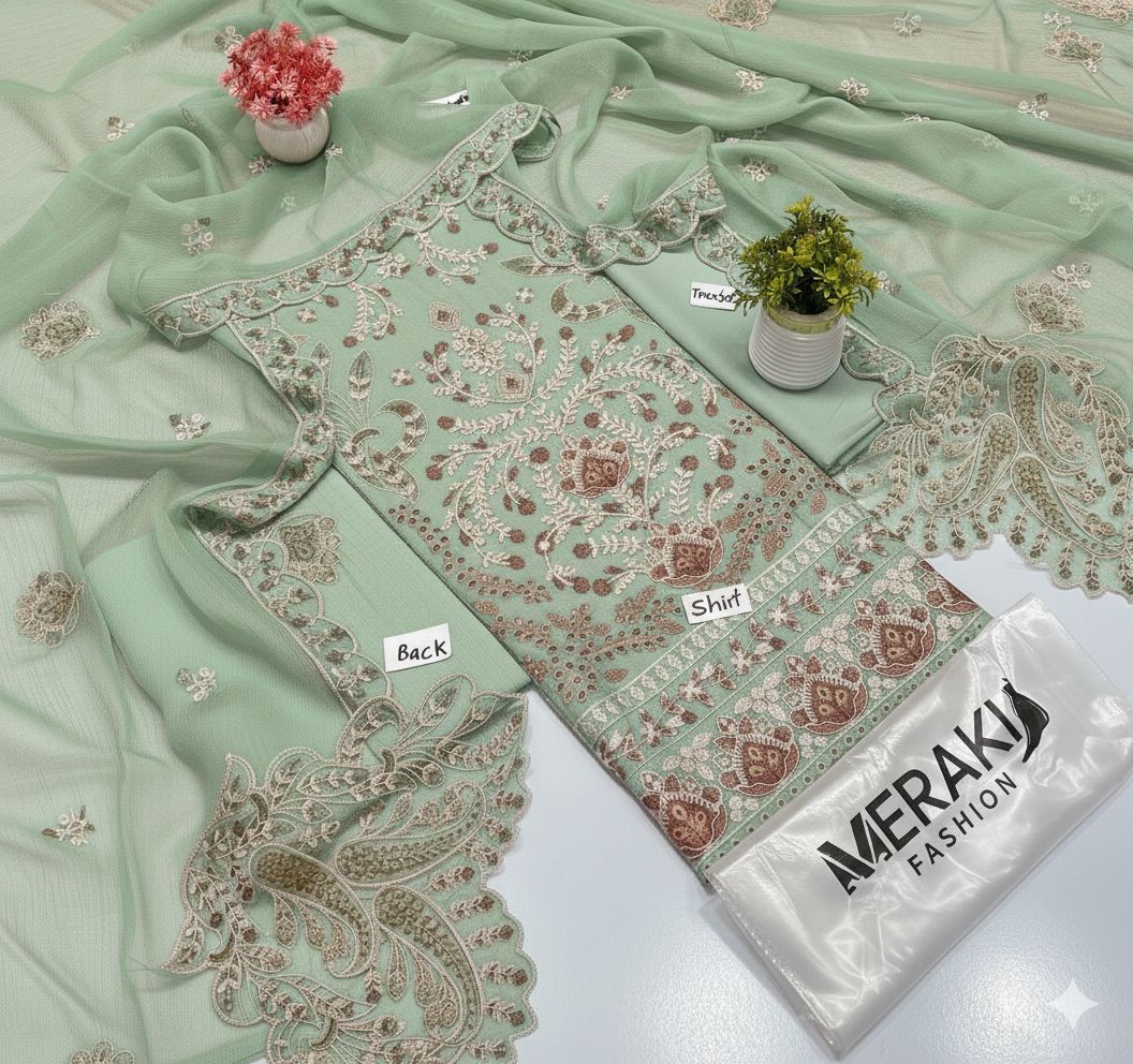 Meraki Fashion Vol 469 Double Head Heavy Emb Lawn (03A )