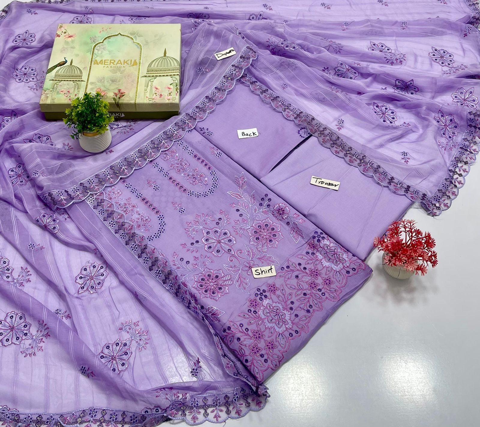 Meraki Fashion Vol 472 Heavy Embroidery Sliver Chamki Lawn