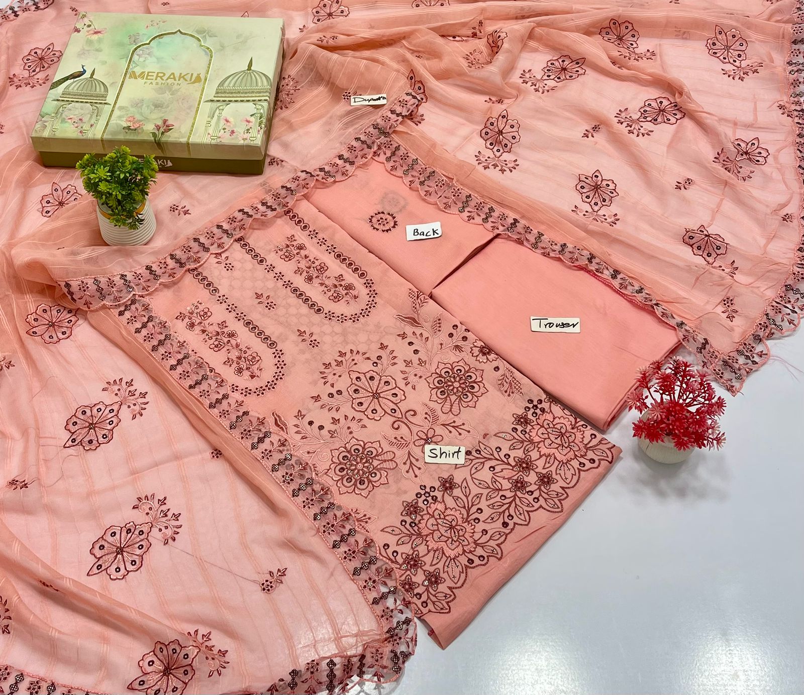 Meraki Fashion Vol 472 Heavy Embroidery Sliver Chamki Lawn