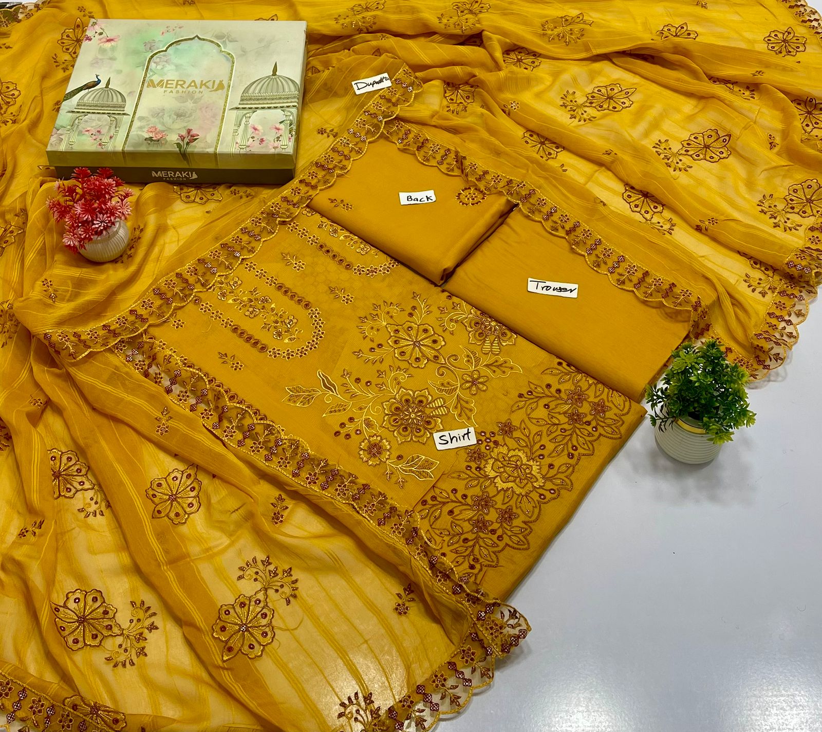 Meraki Fashion Vol 472 Heavy Embroidery Sliver Chamki Lawn