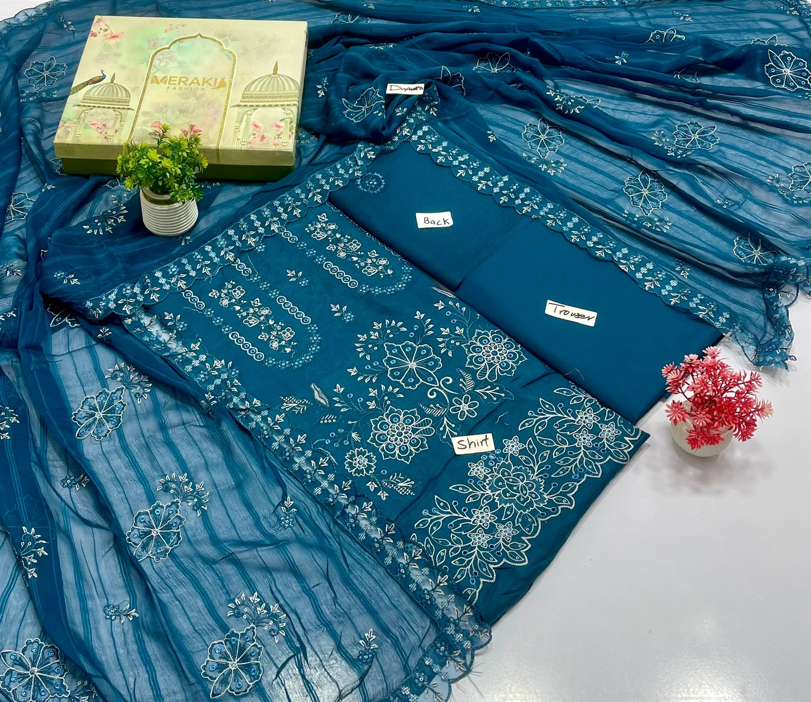 Meraki Fashion Vol 472 Heavy Embroidery Sliver Chamki Lawn