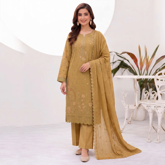 MERAKI FASHION VOL 537 SLUB PEACH WOOL HEAVY EMBROIDERED (U01)