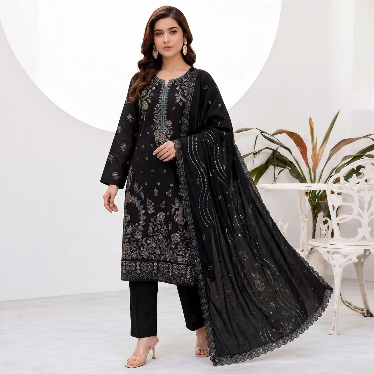 MERAKI FASHION VOL 537 SLUB PEACH WOOL HEAVY EMBROIDERED (U06)