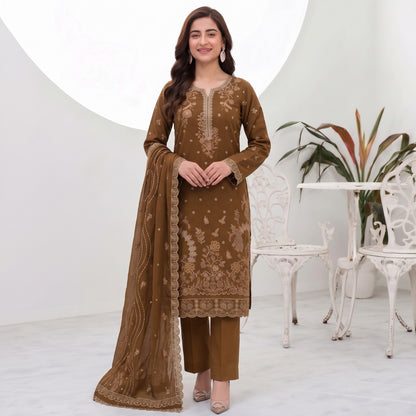 MERAKI FASHION VOL 537 SLUB PEACH WOOL HEAVY EMBROIDERED (U01)