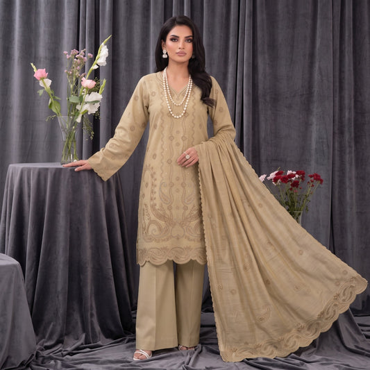 MERAKI FASHION VOL 536 LEATHER PEACH CRYSTAL VELVET  HEAVY EMBROIDERED (W06)