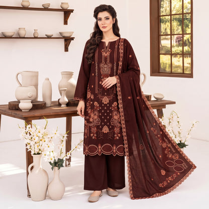 MERAKI FASHION VOL 538  SLUB PEACH WOOL  HEAVY EMBROIDERED (B01)