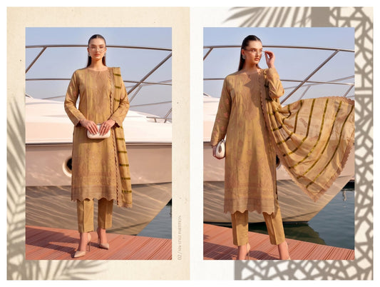 Meraki Fashion Vol 521 Noory Nazar Leathar Peach Slub Chamki (A01)