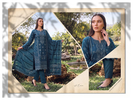 Meraki Fashion Vol 521 Noory Nazar Leathar Peach Slub Chamki (A06)