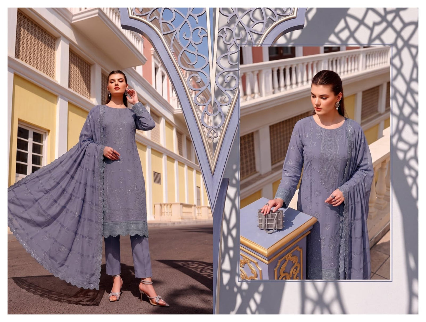 Meraki Fashion Vol 521 Noory Nazar Leathar Peach Slub Chamki (A07)