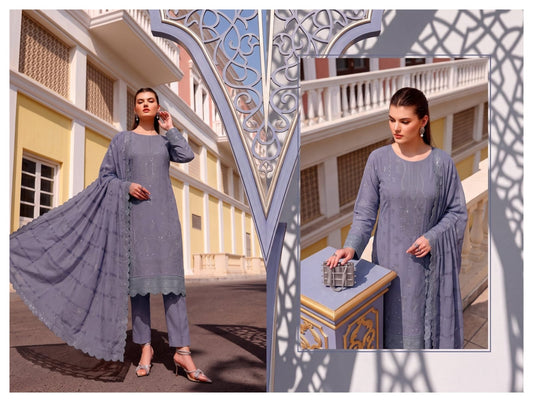 Meraki Fashion Vol 521 Noory Nazar Leathar Peach Slub Chamki (A07)