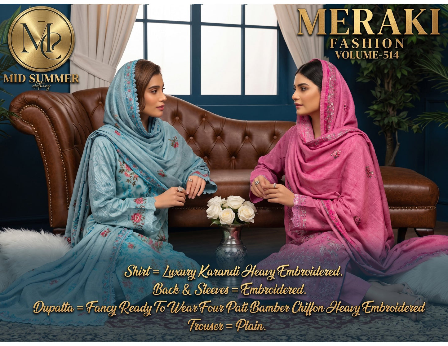 MERAKI FASHION VOL 514  LUXURY 3PC  KARANDI